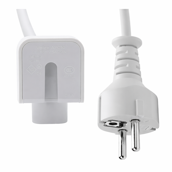 Apple MacBook 60W / 85W EU maitinimo laidas (IEC 60320 C7 /  Volex APC7Q) (White) (Original / Used) 1