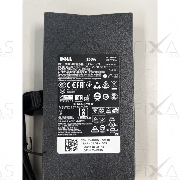 Dell 130W Charger, AC Adapter, 4.5mm (Service Pack) 1 Dell 130W Charger, AC Adapter, 4.5mm (Service Pack) 1