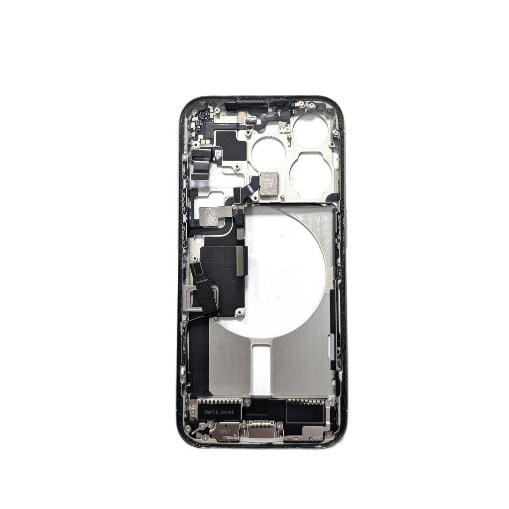 Middle frame + small parts and charging port for iPhone 15 Pro (Titanium White) (Pulled / Grade A) Middle frame + small parts and charging port for iPhone 15 Pro (Titanium White) (Pulled / Grade A)