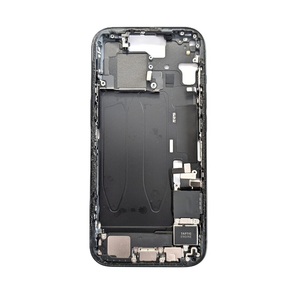 Middle frame + small parts + charging port for Apple iPhone 15 (Black) (Pulled / Grade A)