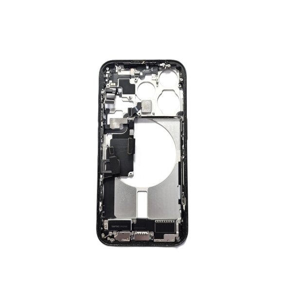 Middle frame + small parts + charging port for Apple iPhone 15 Pro (No Sim Tray) (Black) (Pulled / Grade A) Middle frame + small parts + charging port for Apple iPhone 15 Pro (No Sim Tray) (Black) (Pulled / Grade A)