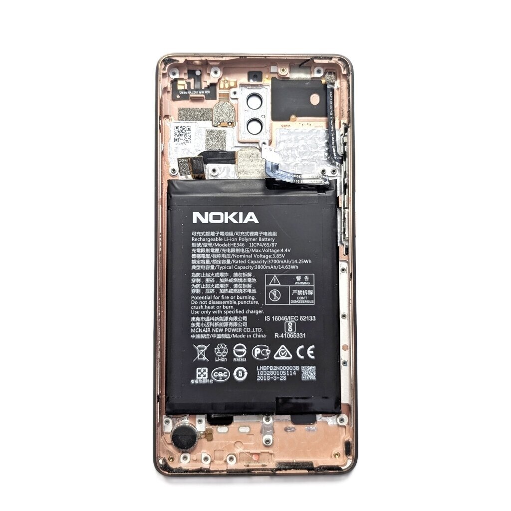 Nokia 7 Plus korpusas su smulkiomis detalėmis + akumuliatorius (White) (Pulled / Grade / B) 1