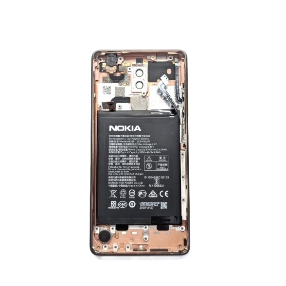 Nokia 6.1 (TA-1045) housing with battery and small parts (Black / Copper) (Original / Used) 1