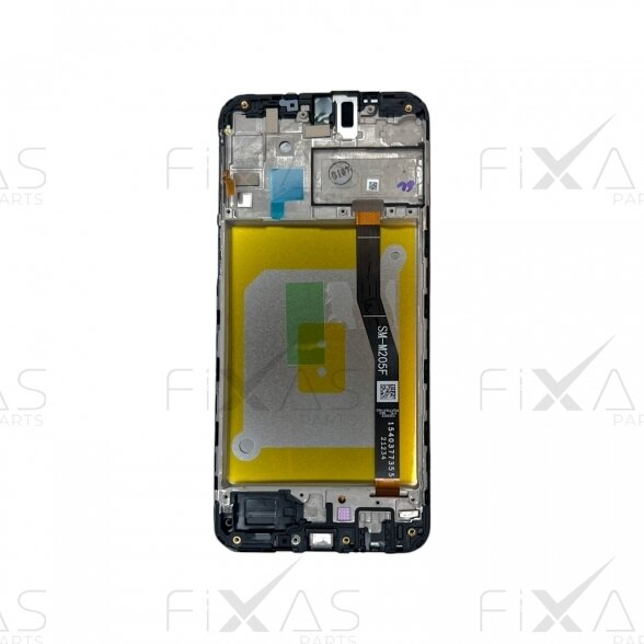 Samsung Galaxy M20 (M205) ekranas su rėmeliu (Black) (Service Pack) 1